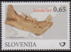 Slowenien MiNr. 1240 Fossilien, Teil des Unterkiefers eines Höhlenlöwen (0,65)