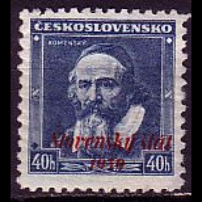 Slowakei Mi.Nr. 7 Freim. Tschechoslowakei MiNr. 347 mit rotem Aufdruck (40 H)