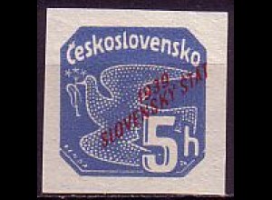 Slowakei Mi.Nr. 27 Zeitungmarke Tsche. MiNr. 365 m. rotem Audruck (5 H)