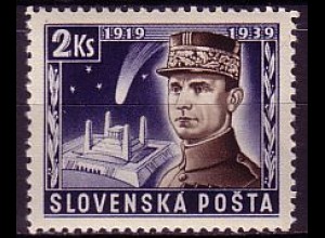 Slowakei Mi.Nr. IV 20. Todestag M. Stefánik, nicht verausgabt (2 Ks)