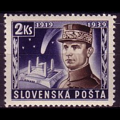 Slowakei Mi.Nr. IV 20. Todestag M. Stefánik, nicht verausgabt (2 Ks)