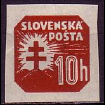 Slowakei Mi.Nr. 58Y Zeitungsmarken, ungez., mit Wz. 1 (10 H)