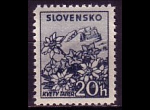 Slowakei Mi.Nr. 73YA Freim. Edelweiß und Enzian, Wz. 1 (20 H)