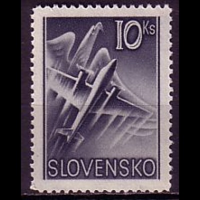 Slowakei Mi.Nr. 77 Flugpostmarke, Slow. Adler, Flugzeug (10 Ks)