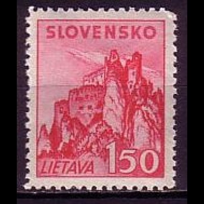 Slowakei Mi.Nr. 82 Freim. Burgen, Burg Lietava bai Sillein (1.50 Ks)