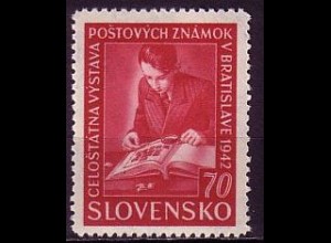 Slowakei Mi.Nr. 99 Briefmarkenausstellung, Jugendlicher Sammler (70 H)