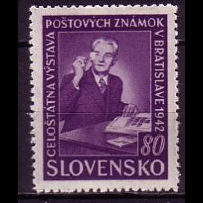 Slowakei Mi.Nr. 100 Briefmarkenausstellung, Älterer Sammler (80 H)