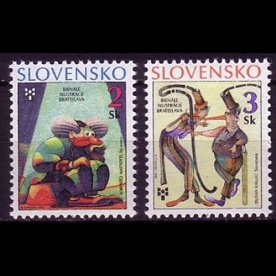 Slowakei Mi.Nr. 236-237 Bienale der Illustrationen, Clowns (2 Werte)