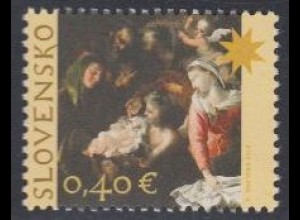 Slowakei Mi.Nr. 694 Weihnachten, Gemälde Geburt Christi (0,40)