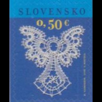 Slowakei MiNr. 805 Weihnachten, Engel aus Spitze, skl (0,50)