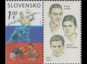 Slowakei MiNr. 821Zf Erfolgreiche Sportler Fußball,Eishockey,Boxen (1,00+Zierf.)