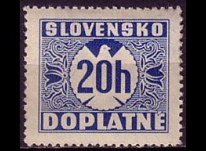 Slowakei Portomarke Mi.Nr. 3 Ziffernzeichnung ohne Wz. (20H)