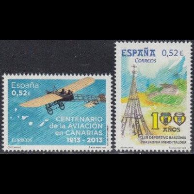 Spanien Mi.Nr. 4786-87 100J.Luftfahrt a.d.Kanaren u.Sportvereine Baskonia (2 W.)