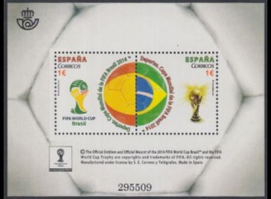 Spanien Mi.Nr. Block 254 Fußball-WM 2014 Brasilien