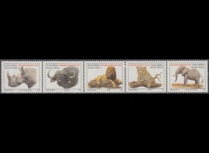Südafrika Mi.Nr. Zdr.993-97A Freim.Wildtiere u.a.Elefant, Löwe, Leopard, Nashorn