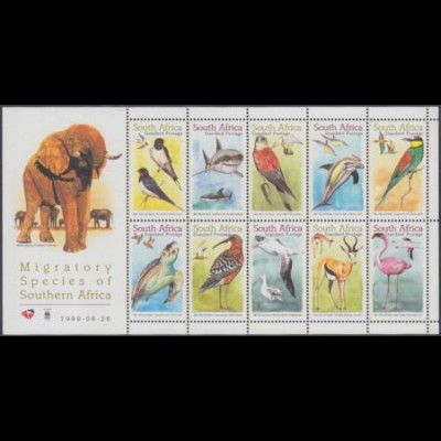 Südafrika Mi.Nr. Klbg.1232-41 Wandertiere, u.a. Hai, Delphin, Flamingo
