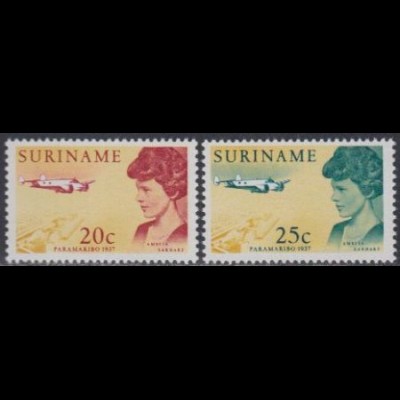 Surinam Mi.Nr. 521-22 Besuch Amelia Earhart in Paramaribo (2 Werte)