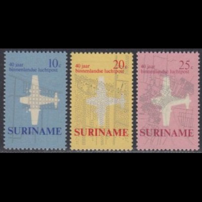 Surinam Mi.Nr. 581-83 40J. Luftpostdienst im Inland (3 Werte)