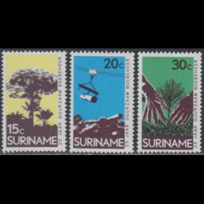 Surinam Mi.Nr. 643-45 25Jahre Forstverwaltung (3 Werte)