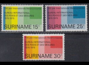 Surinam Mi.Nr. 695-97 100Jahre Int. Meterkonvention (3 Werte)
