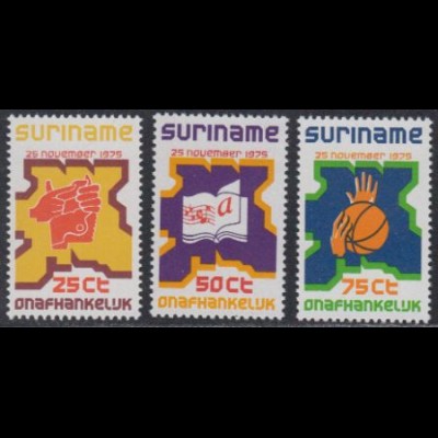 Surinam Mi.Nr. 702-04 Unabhängigkeit (3 Werte)