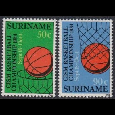 Surinam Mi.Nr. 1098-99 Basketball Militärweltmeisterschaft (2 Werte)