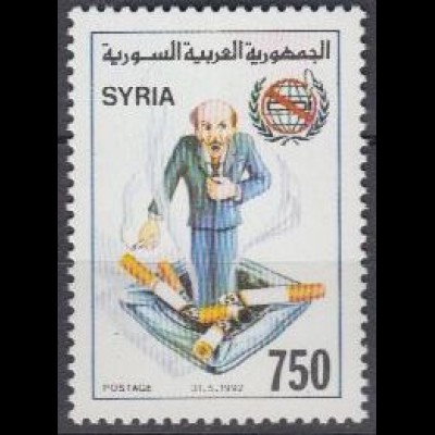 Syrien Mi.Nr. 1867 Weltnichtrauchertag, Hustender Raucher im Aschenbecher (750)