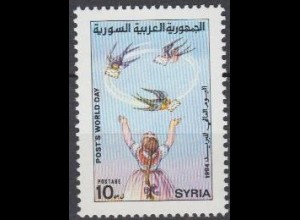 Syrien Mi.Nr. 1927 Weltposttag, Mädchen, Schwalben mit Briefen (10)