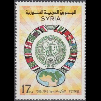 Syrien Mi.Nr. 1930 60 Jahre Arabische Liga, Flaggen und Landkarte (17)
