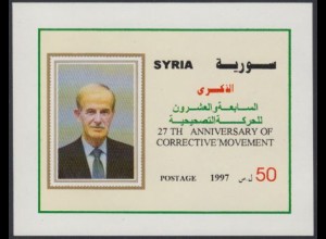 Syrien Mi.Nr. Block 87 Jahrestag des Umsturzes vom 16.11.70, Präsident Assad 