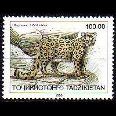 Tadschikistan Mi.Nr. 26 Gefährdete Säugetiere, Schneeleopard (100.00)