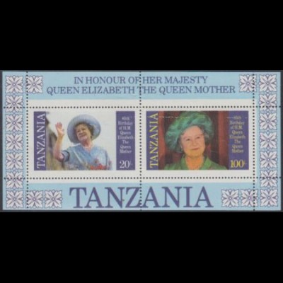 Tansania Mi.Nr. Block 43 85.Geburtstag Königinmutter Elisabeth 