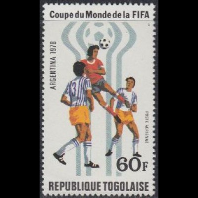 Togo Mi.Nr. 1302A Fußball-WM 1978 Argentinien, Kopfball (60)
