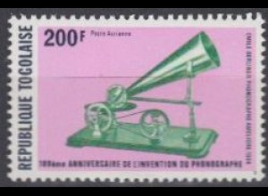 Togo Mi.Nr. 1316A 100Jahre Phonograph, Phonograph von Berliner (200)