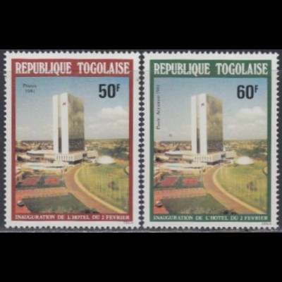 Togo Mi.Nr. 1518-19 Hotel des 2.Februar, Lomé (2 Werte)