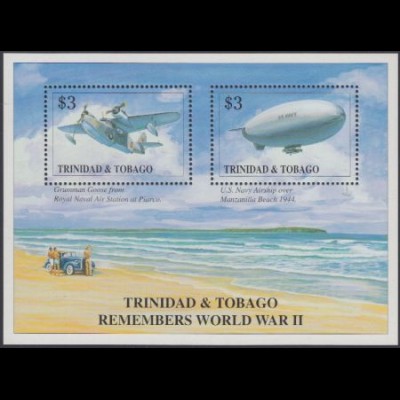 Trinidad & Tobago Mi.Nr. Block 45 Beendigung 2.Weltkrieg, Flugzeug, Luftschiff