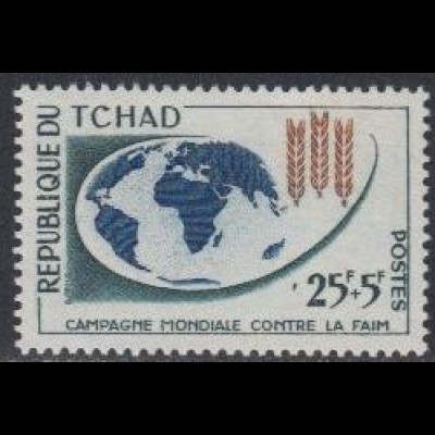 Tschad Mi.Nr. 93 Kampf gegen Hunger, Weltkarte (25+5)