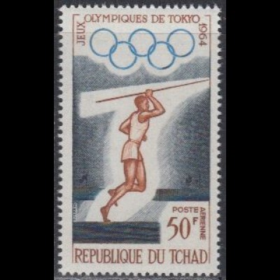 Tschad Mi.Nr. 121 Olympia 1964 Tokio, Speerwerfen (50)