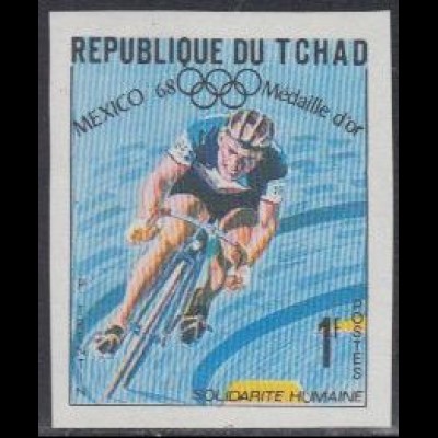 Tschad Mi.Nr. 251B Olympia 1968 Mexiko, Goldmedaille Rad Trentin (1)