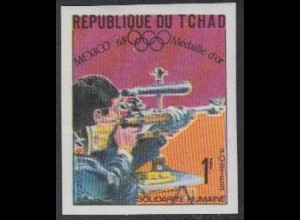 Tschad Mi.Nr. 254B Olympia 1968 Mexiko, Goldmedaille Schießen Klingner (1)