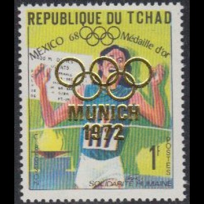 Tschad Mi.Nr. 468A Olympia 1968 Gold 400m Besson, Aufdr. Munich 1972 (1)