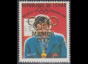 Tschad Mi.Nr. 471A Olympia 1968 Gold Rad Rebillard, Aufdr. Munich 1972 (1)
