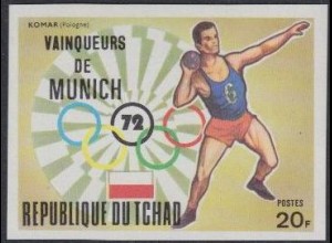 Tschad Mi.Nr. 621B Olympia 1972 München, Kugelstoßen Sieger Komar (20)