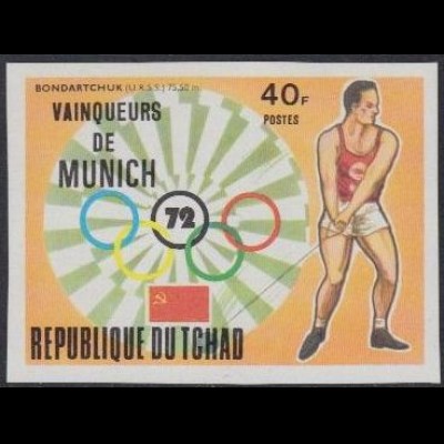 Tschad Mi.Nr. 622B Olympia 1972 München, Hammerwerfen Sieger Bondartschuk (40)