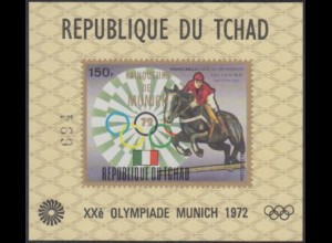 Tschad Mi.Nr. Block D 56 Olympia 1972 München, Reiten, Sieger Mancinelli 