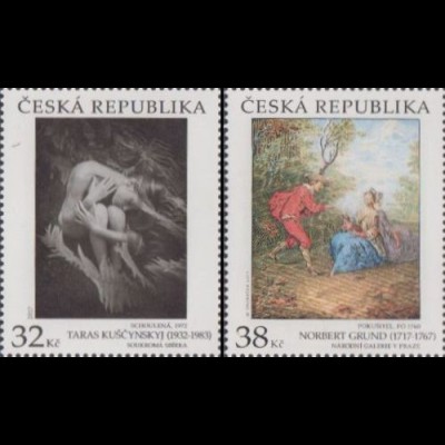 Tschechien MiNr. 950-51 Kunst,Foto Eingeschmiegt,Gemälde Der Verführer (2 Werte)