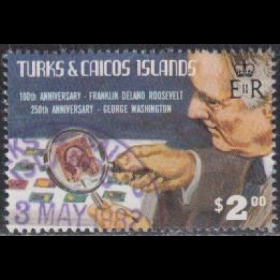 Turks- u.Caicos-Inseln Mi.Nr. 593 Geb.F.D.Roosevelt, als Briefmarkensammler (2)