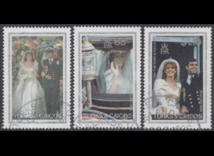 Turks- u.Caicos-Inseln Mi.Nr. 782-84 Hochzeit Prinz Andrew-Sarah Ferguson (3 W.)
