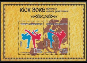 Türkei Mi.Nr. Block 91 EM im Kickboxen, Kampfszene, Europakarte