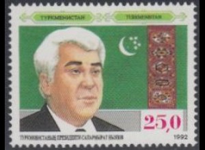 Turkmenistan Mi.Nr. 9 Kunstschätze und Staatssymbole, Präsident, Flagge (25,0)